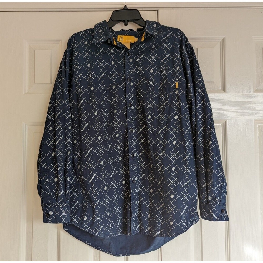 Twentyfive Shirt Mens Large Grey Blue LS Button UP